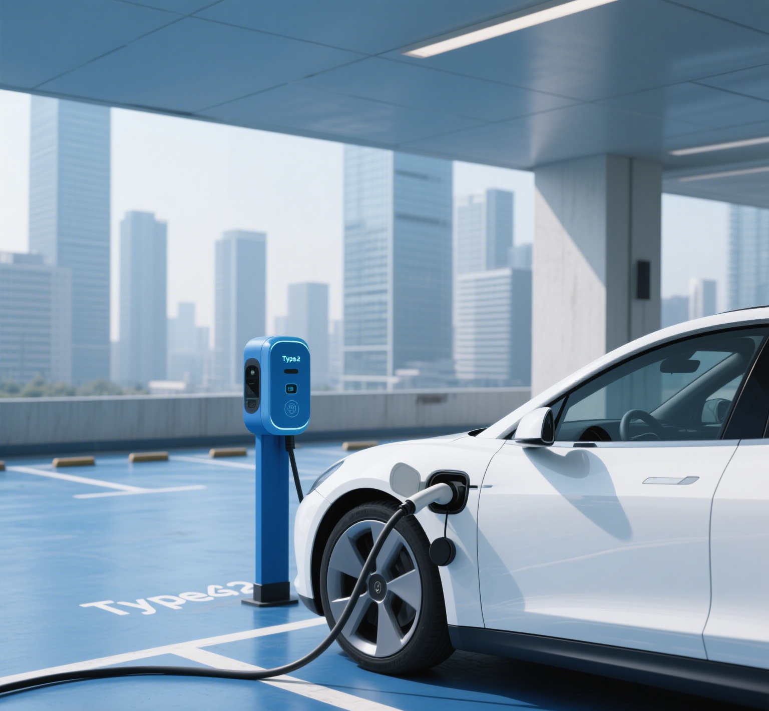 White EV charging with Type 2