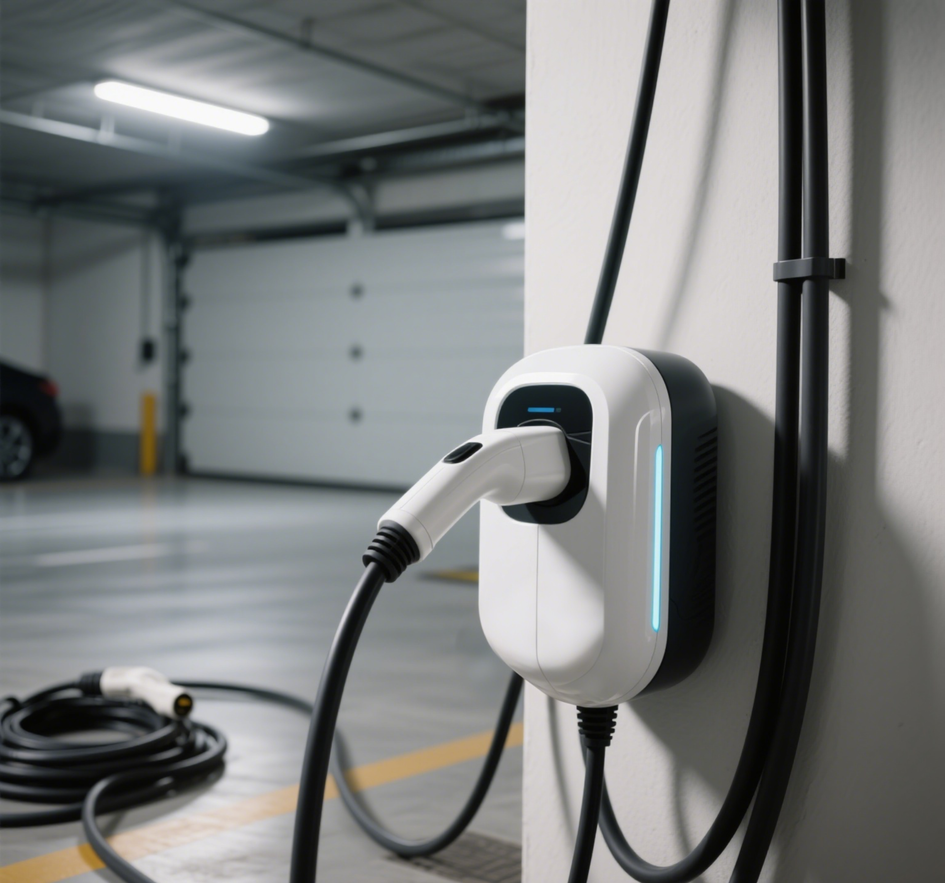 EV charger in a parking garage
